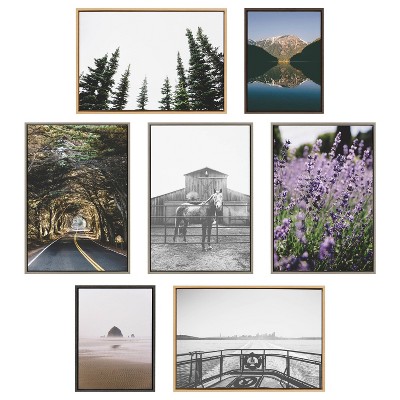 Natural Framed Canvas Print of Maine Lighthouse, 18" x 40"