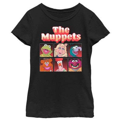 Girl's The Muppets Boxed Characters T-shirt - Black - Medium : Target