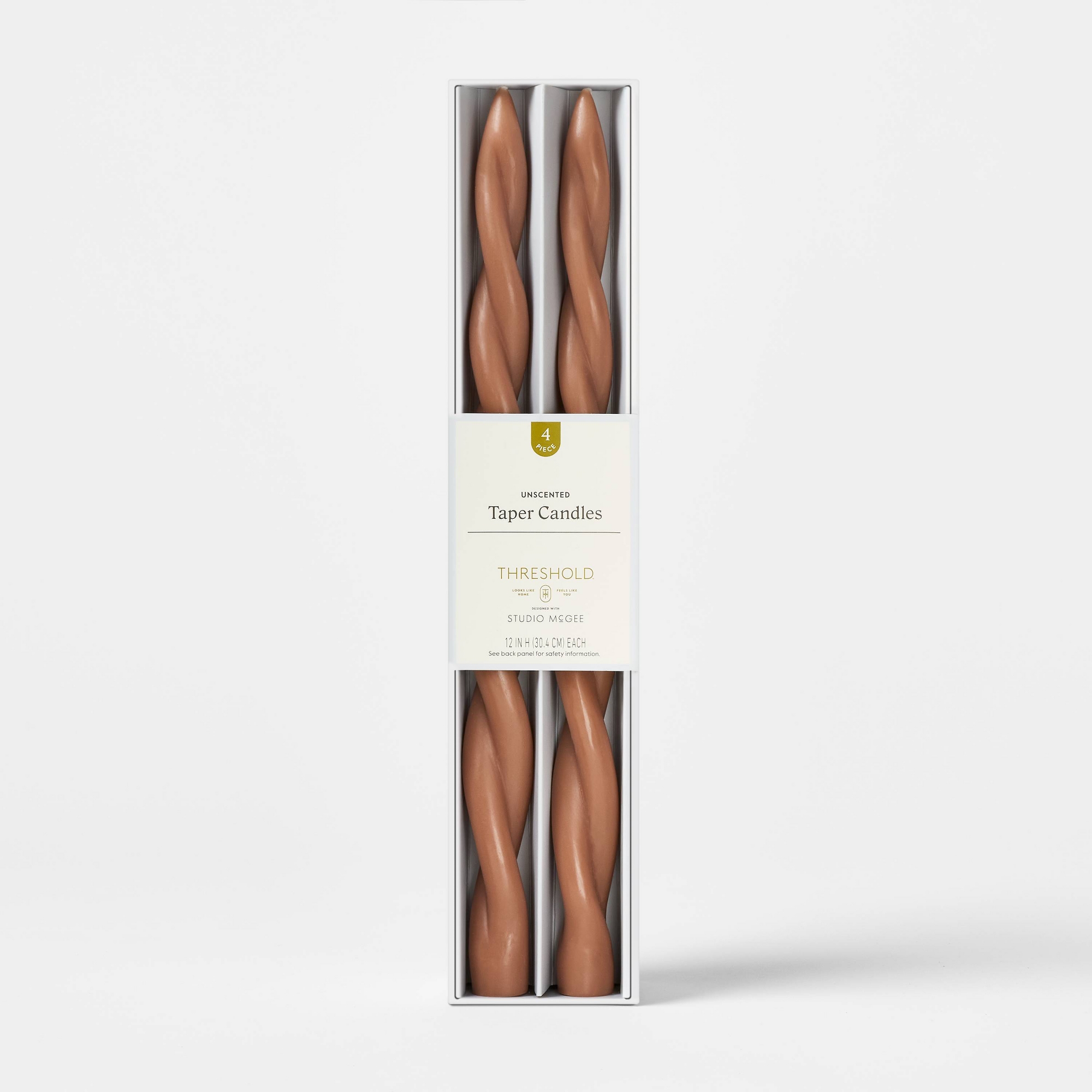 4pk Taper Candle Set Taupe - Threshold™ designed with Studio McGee