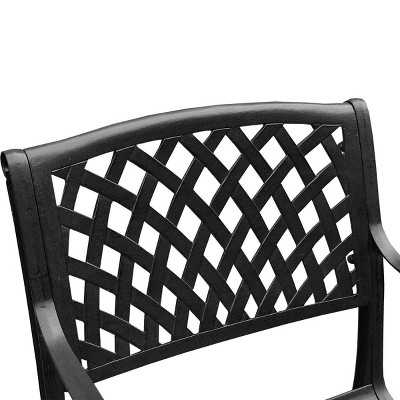 Black 48" Round Aluminum Mesh Patio Dining Set with Four Chairs
