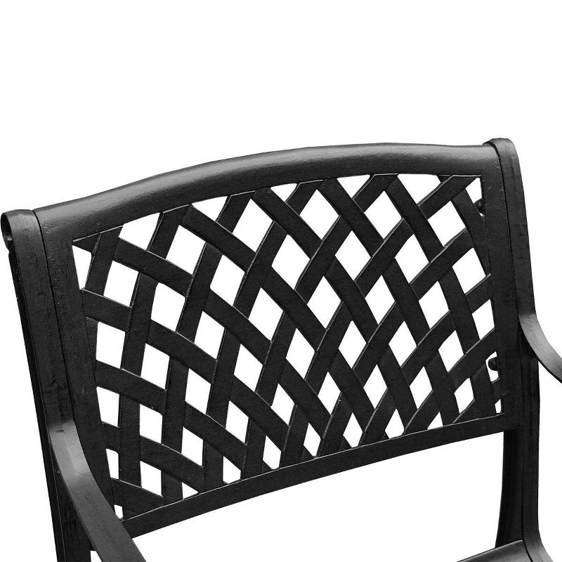Modern Outdoor Mesh Cast Aluminum Patio Dining Chair - Black - Oakland Living, 5 of 7