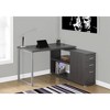 Vynxaria L-Shaped Corner Desk Brown Laminate Grey Metal Reversible Setup with Storage Drawers for Home Office Laptop Work - 3 of 4