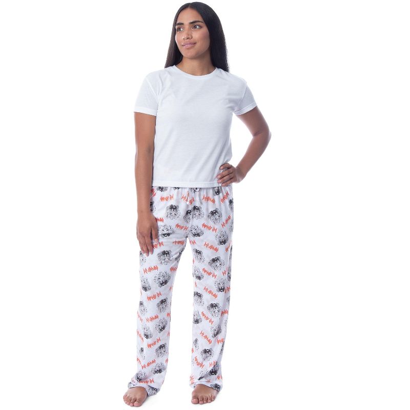 Def Leppard Womens' Rock Band Logo Leopard Toss Print Tie-Dye Pajama Pants White, 4 of 5