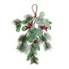 Transpac Fabric 24 in. Green Christmas Berries and Holly Twig Teardrop - 2 of 4