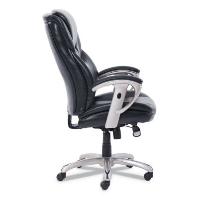 SertaPedic Emerson Luxe Executive Leather Task Chair, Black with Silver Base