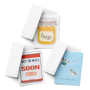 Sympathy Greeting Card Pack, 'Get Well Band Aids, Honey, I'm Just a Phone Call Away' (3 ct, Assorted) by Ramus & Co - 1 of 4