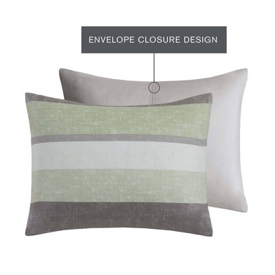 Madison Park Queen Ryder Striped Comforter Set with Bed Sheet Green — фото 6
