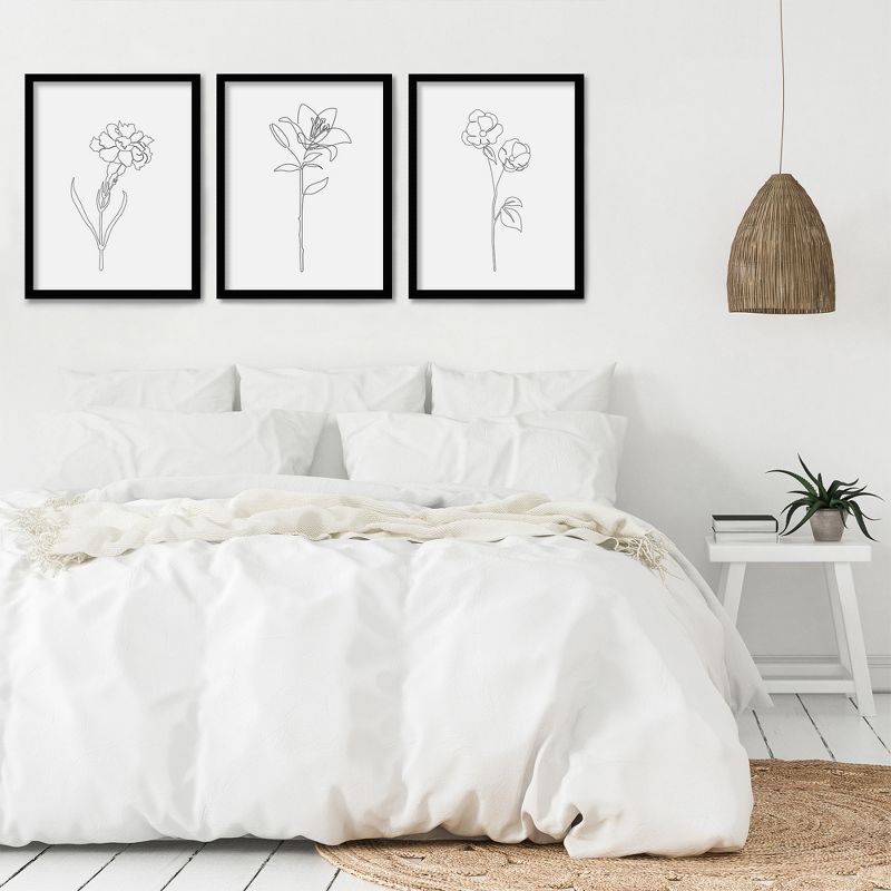 Americanflat Minimalist Botanical (Set Of 3) Triptych Wall Art Floral Sketches By Explicit Design - Set Of 3 Framed Prints, 3 of 7