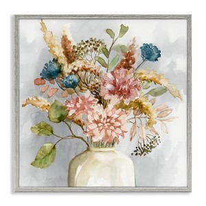Stupell Industries Wildflower Watercolor Bouquet Framed Giclee Art, Gray, 17" x 17" - 1 of 4