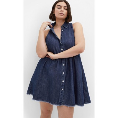 Women's Plus Size Dulce Sleeveless Dress - mid denim | CITY CHIC