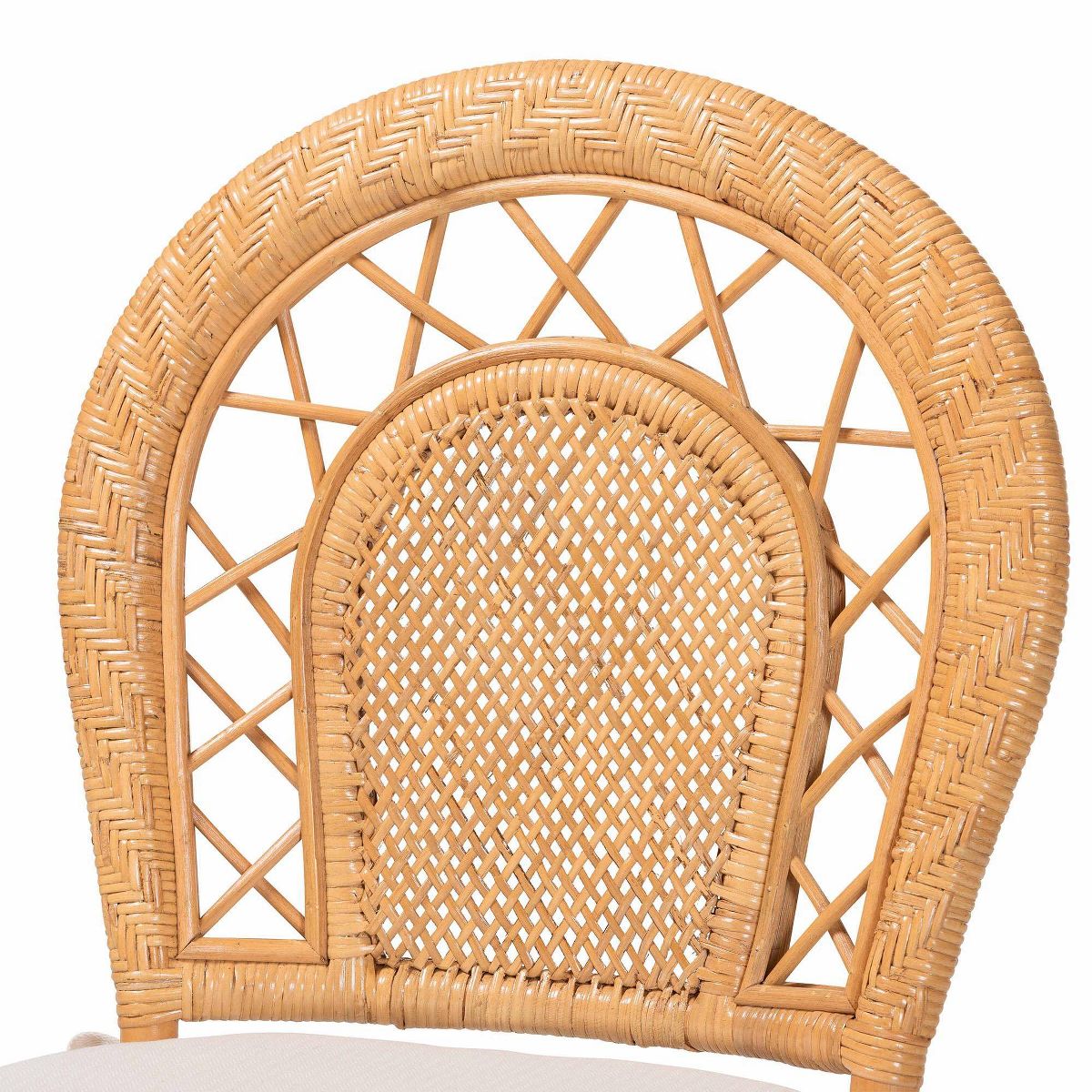 bali & pari Adam Natural Rattan Dining Chair with Curved Backrest and Removable Cushion Light Honey - thumbnail 5