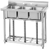 Acekool Stainless Steel Utility Sink, Single Bowl Commercial Prep Sink with Workbench, 25"x37" for Kitchen, Garage, Laundry - 3 of 4