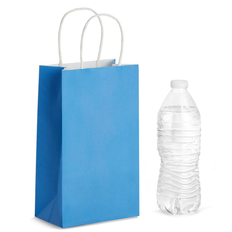 Blue Panda 25-Pack Blue Gift Bags with Handles - Small Paper Treat Bags for Birthday, Wedding, Retail (5.3x3.2x9 In), 5 of 9