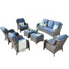 Ovios Orlando 7pc Gray Wicker Outdoor Patio Furniture Conversation Sofa Set with Cushions - 2 of 4