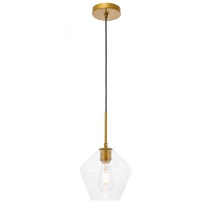 Elegant Lighting Gene 1 light Brass and Clear glass pendant