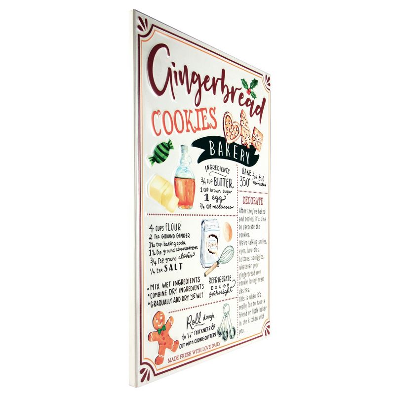 Northlight 17.25" Gingerbread Christmas Cookies Recipe Metal Wall Plaque Sign, 3 of 5