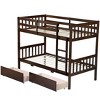 YOOCOZZ Twin Over Twin Rubber Wood Bunk Bed with 2 Drawers,Ladder and Safety Guardrails - 2 of 4