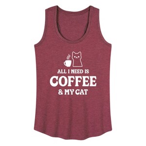 Women's - Instant Message - All I Need Coffee Cat Graphic Racerback Tank - 1 of 4