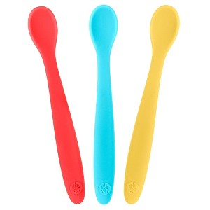 WeeSprout Silicone Baby Spoons, First Stage Infant Feeding Utensils With Soft-Tip, Set of 3 - 1 of 4
