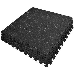 Sorbus Puzzle Exercise Mat High Density Rubber Interlocking Gym Tiles gray Dots - 1 of 4