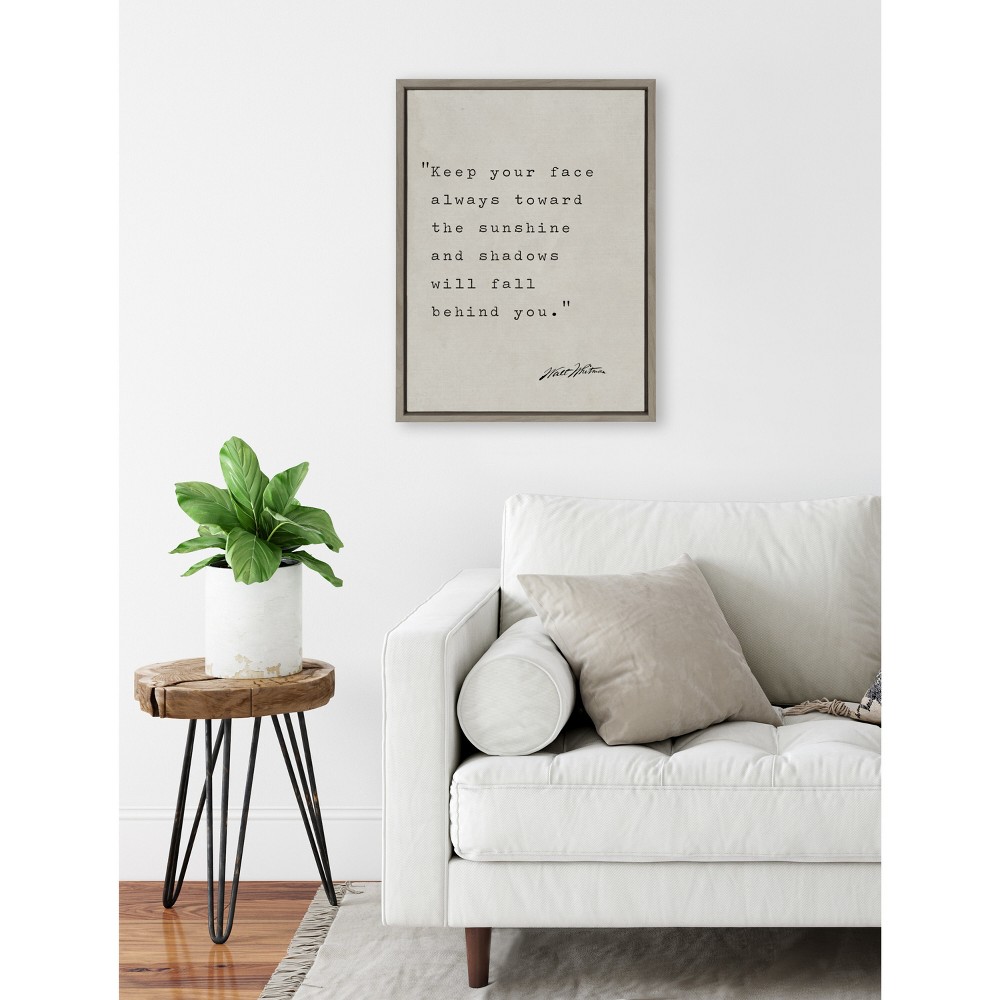Photos - Other Decoration Kate & Laurel All Things Decor 18"x24" Sylvie Keep Your Face Framed Canvas by Saint and Sailor Studios Gray