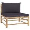 vidaXL 4 Piece Patio Lounge Set with Dark Gray Cushions Bamboo - 3 of 4