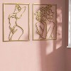 Attop 4 Pack Gold Wall Art Décor, Minimalist Single Line Real Metal Wall Art Body Shape Abstract Wall Art Gold 17 x 11.8'' - 2 of 4