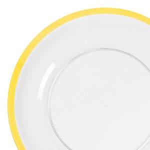 Smarty Had A Party 13" Clear w/ Gold Rim Round Disp. Plastic Charger Plates - 60 pcs - 1 of 4