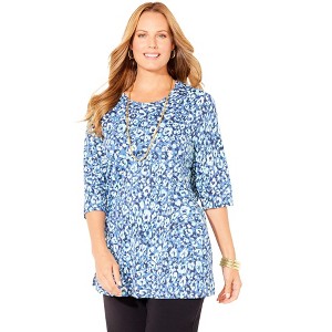 Catherines Women's Plus Size Easy Fit 3/4-Sleeve Scoopneck Tee - 1 of 4