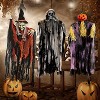 Joyfy 3 Pack 35’’ Halloween Hanging Ghosts Witch Pumpkin Outdoor Decorations, Scary Flying Witch Grim Reapers Front Porch Yard Garden Party Decor - 2 of 4