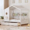 Merax Wooden House Bed with 2 Storage Drawers & Built-In Shelves - 2 of 4