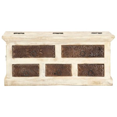 vidaXL Coffee Table White 26.8"x26.8"x11.8" Solid Mango Wood