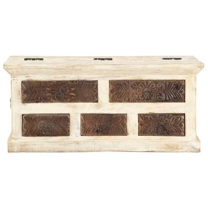 vidaXL Coffee Table White 26.8"x26.8"x11.8" Solid Mango Wood - 1 of 4