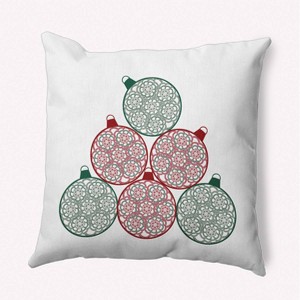 16"x16" Fancy Ornament Stack Square Throw Pillow Forest Green - e by design: Polyester Twill, Indoor Decorative Cushion - 1 of 4