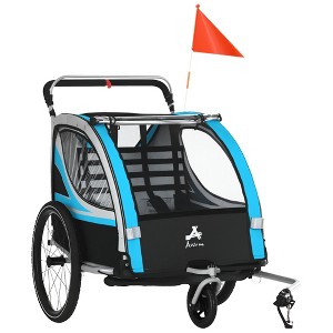 3-in-1 Bike Trailer for Kids, Running Stroller with 2 Seats, Jogging Cart with 5-Point Harness, Storage Units - 1 of 4