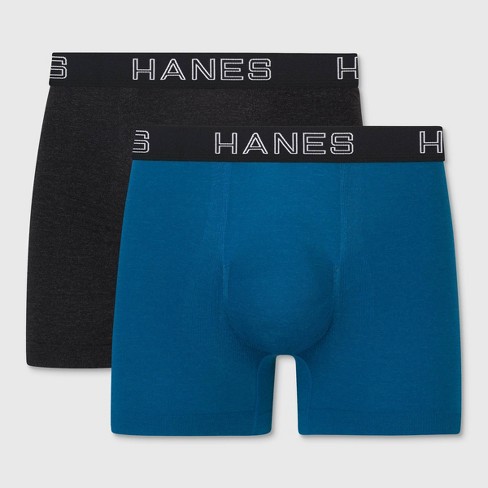 Hanes Premium Men's 3 Pack Long Leg Boxer Briefs with Total Support Pouch -  Black/Gray, XLarge 