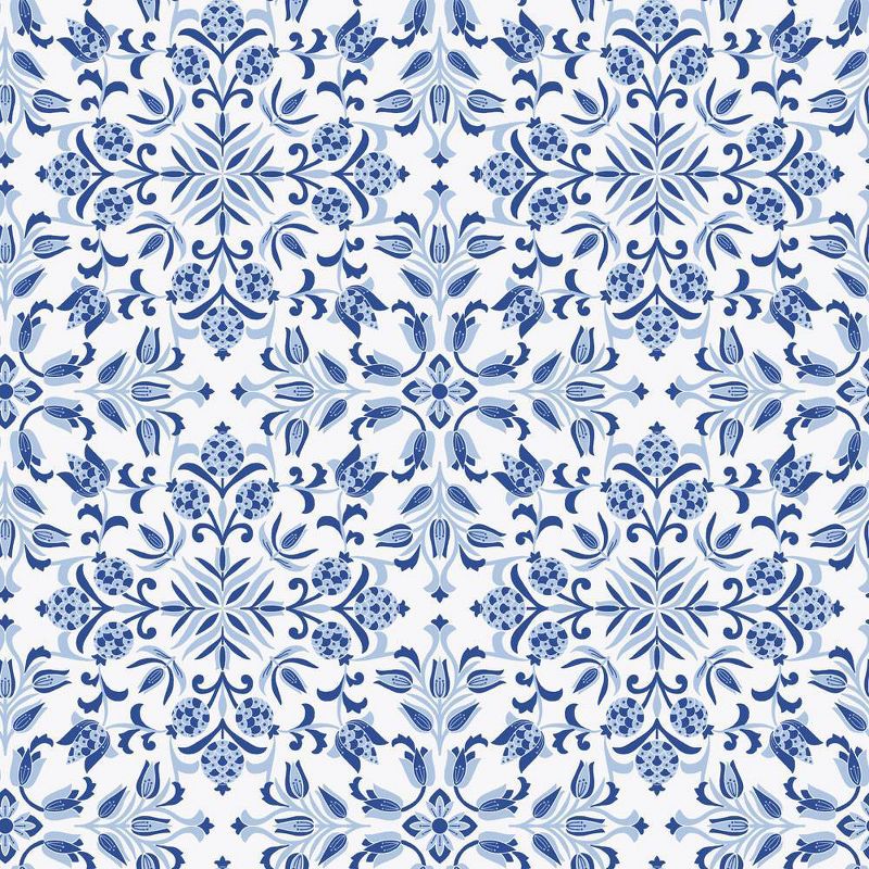 Tempaper Ornamental Tile Lisbon Blue Peel and Stick Wallpaper, 1 of 9