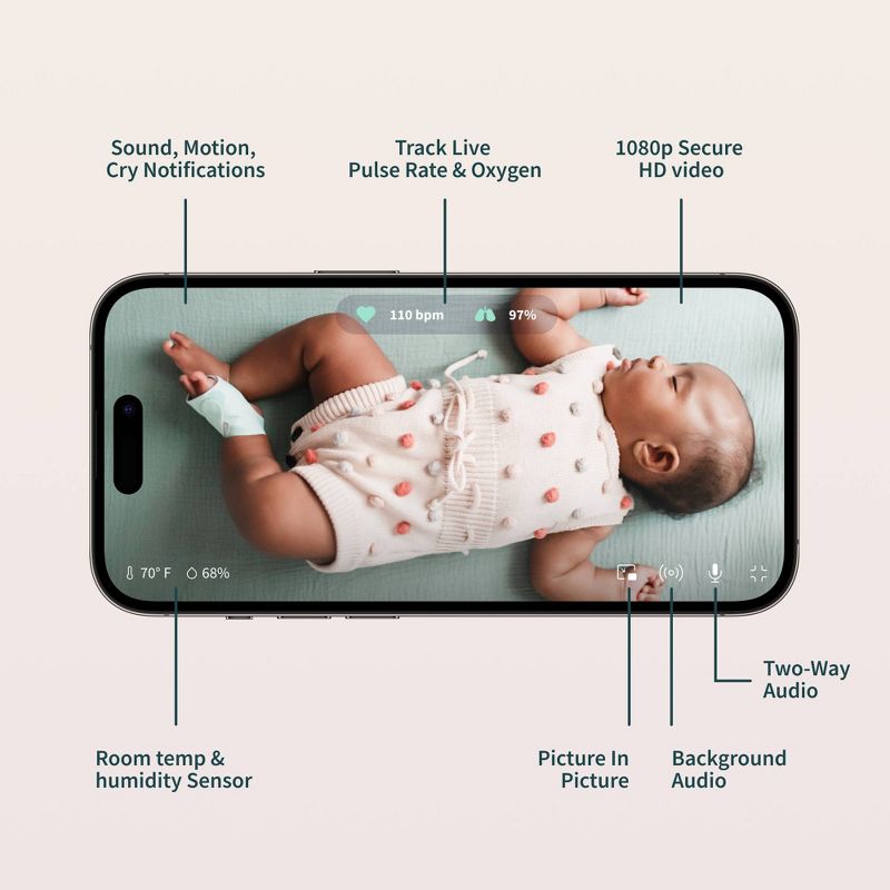 Owlet Dream Duo 2 Smart Baby Monitor - Includes FDA-Cleared Dream Sock & HD Video Wifi Camera, 5 of 11