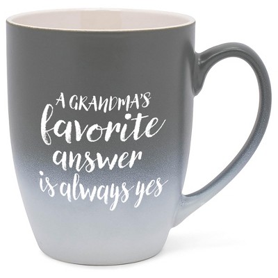 Elanze Designs Grandma's Answer Yes Two Toned Ombre Matte Grey and White 12 ounce Ceramic Stoneware Coffee Cup Mug