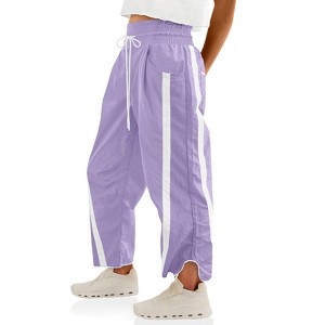 Imily Bela Women's Baggy Wide Leg Pants Casual Drawstring Elastic Waisted Contrast Color Workout Y2K Track Pants - 1 of 4