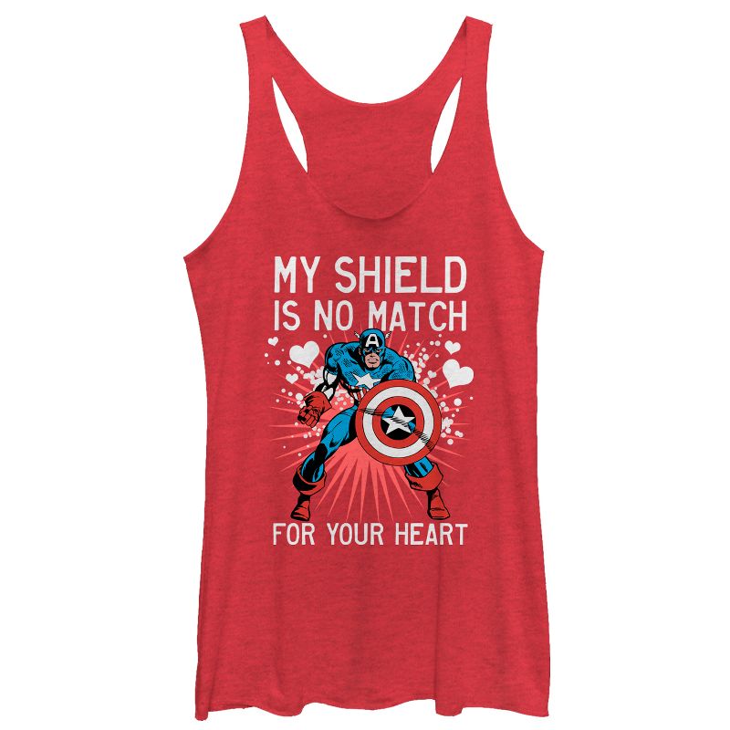 Women's Marvel Valentine Captain America No Shield For Heart Racerback Tank Top, 1 of 4