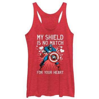 Women's Marvel Valentine Captain America No Shield For Heart Racerback Tank Top