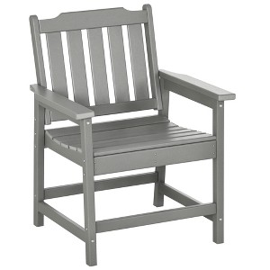 All-Weather Patio Chair, HDPE Patio Dining Chair, Heavy Duty Wood-Like Outdoor Furniture for Garden, Deck, Porch, Lawn - 1 of 4