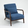 Mid-century Modern Style Wood Frame Armchair, Upholstered Reading Armchair with Backrest Lumbar Cushion, Easy to Assemble, Suitable for Bedroom - 3 of 4