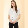 INSPIRE CHIC Women's Vintage Polka Dots Peter Pan Collar Puff Short Sleeve Shirt - 3 of 4