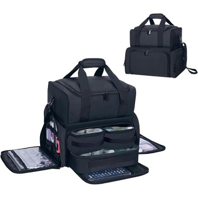 Paaaawaters Large Cosmetic Bag with 4 Removable Case and 2 Removable Dividers Double Layer Travel Storage Organizer