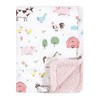 Hudson Baby Infant Girl Plush Mink and Faux Shearling Blanket, Girl Farm Animals, One Size - 3 of 4