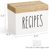 Wooden Recipe Box White Organizer with 100 Recipe Cards & 6 Dividers, Card Holder Box with Brown Lid & Slots - 2 of 4
