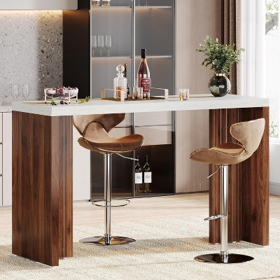 Tribesigns Home Bar Unit, 55.12“Bar Table with a Spacious Tabletop, Modern Freestanding Bar for Home Kitchen, Living Room, Balcony