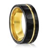 Metallo Matte Black & Gold Lined Faceted Tungsten Ring - Available Sizes:  12 ,  11 ,  10 ,  9 ,  13 - 2 of 4